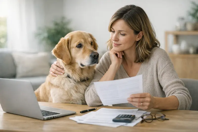 Gesunde Hunde dank passender Krankenversicherung Ein Hund, der glücklicherweise eine passende Krankenversicherung hat, wird von seinem Tierarzt untersucht.