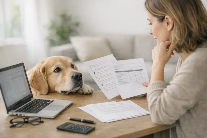 Hund beim Tierarzt Szenenbild von einem Hund, der beim Tierarzt untersucht wird, symbolisiert wichtige Entscheidungen bei der Hunde-Krankenversicherung.