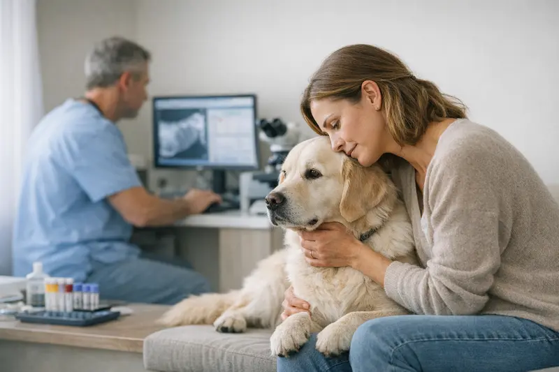 Wichtigkeit der Diagnostik bei Tierarztkosten Hund bei Tierarztuntersuchung zur Diagnostik von Symptomen.