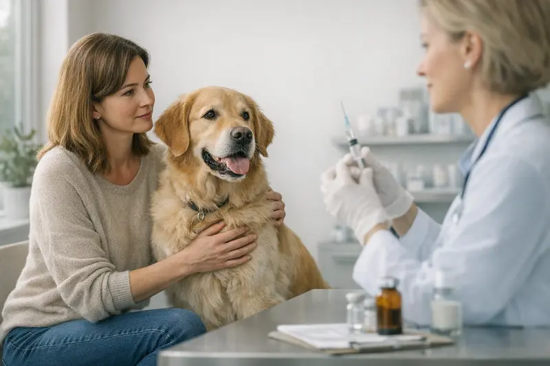 Hunde Vorsorgeuntersuchung beim Tierarzt Hundefreundliche Tierarztpraxis mit Hund bei einer Vorsorgeuntersuchung