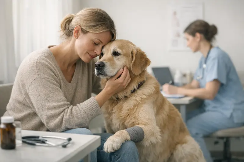 Ein Hund beim Tierarzt, der zur Gesundheitsprüfung vorbereitet wird.