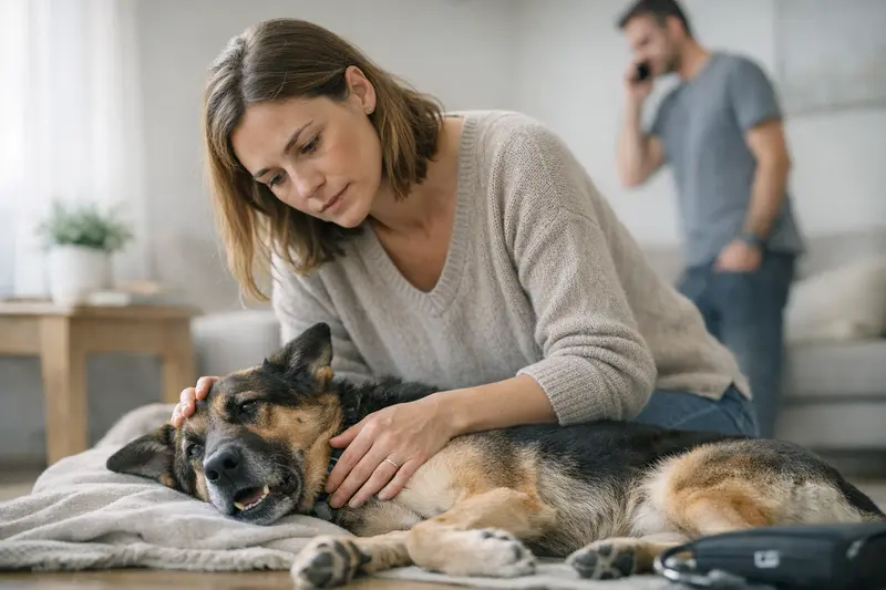 Notfallsymptome beim Hund Ein Hund zeigt Anzeichen von Atemnot und braucht dringend tierärztliche Hilfe.