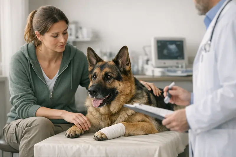 Hundetraining und Sicherheit bei der Tierarztkostenabsicherung Ein Hund bei einem Training, das hohe Aufmerksamkeit erfordert, um Verletzungen vorzubeugen.