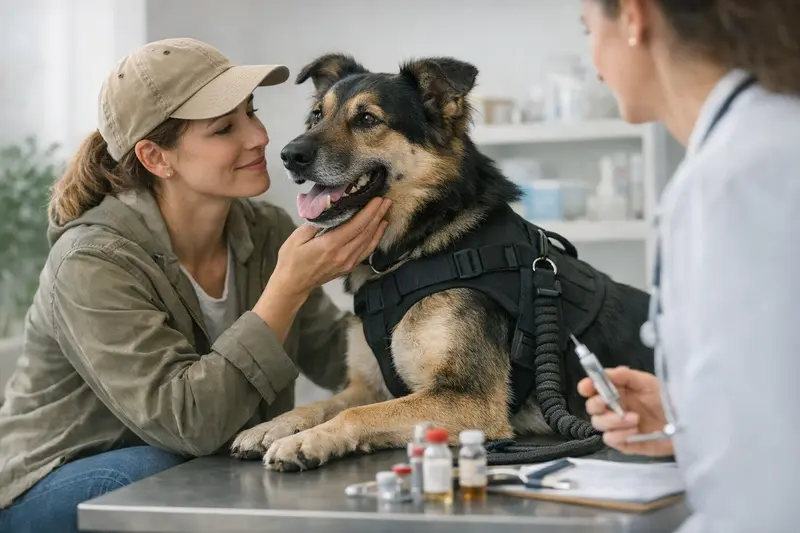 Gesundheitscheck für aktive Hunde Aktiver Hund beim Gesundheitscheck beim Tierarzt, wichtig für die Vorsorge.