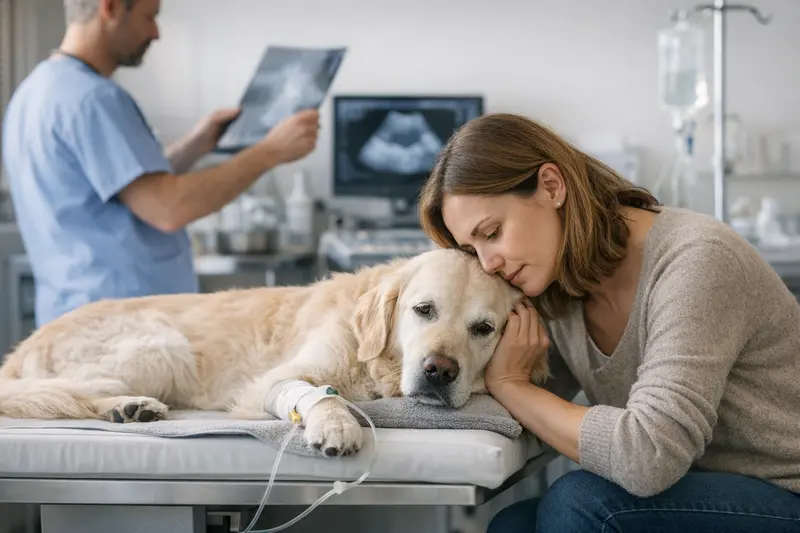 Hund Tierarzt Untersuchung Kosten Ein Hund wird von einem Tierarzt untersucht, um Gesundheitsprobleme festzustellen.