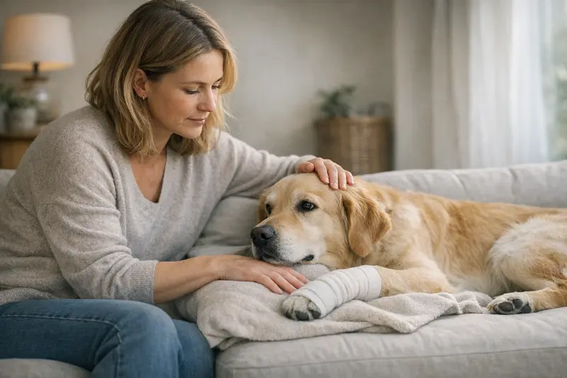 Ein Hund wird vom Tierarzt untersucht, um die Wichtigkeit von Wartezeiten bei Versicherungsschutz zu verdeutlichen.