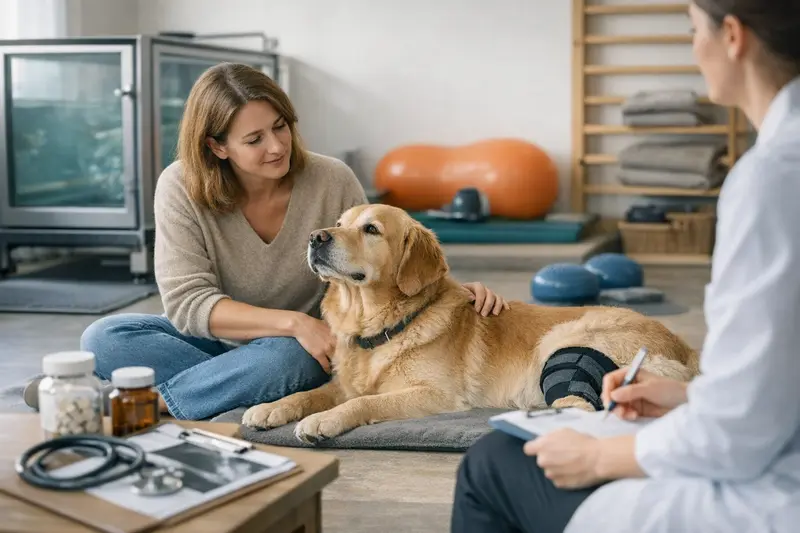 Physiotherapie für Hunde - Wichtige Kostenaspekte Hund erhält Physiotherapie und wird auf zusätzliche Kosten wie Diagnostik hingewiesen.