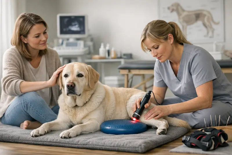 Hund Physiotherapie Kosten und Faktoren Hund in der Physiotherapie, um seine Beweglichkeit zu verbessern und Schmerzen zu lindern.
