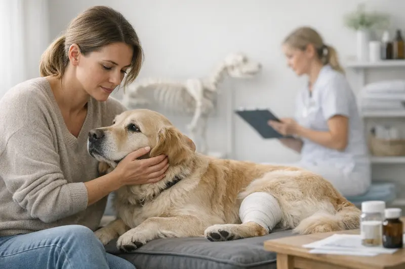 Hundeuntersuchung für Versicherungsfragen Ein Hund, der beim Tierarzt untersucht wird, um Vorerkrankungen und Wartezeiten in der Tierkrankenversicherung zu klären.