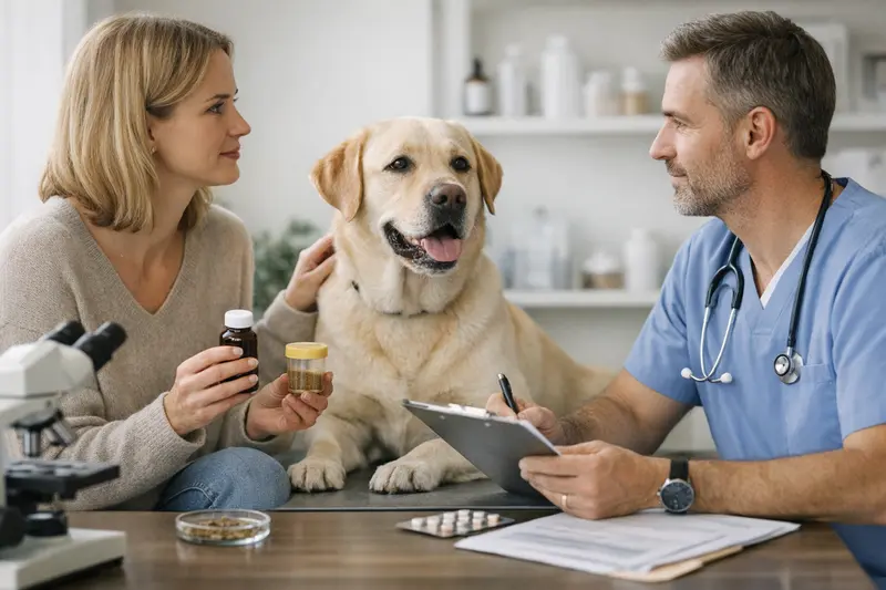 Ein Hund beim Tierarzt zur Untersuchung
