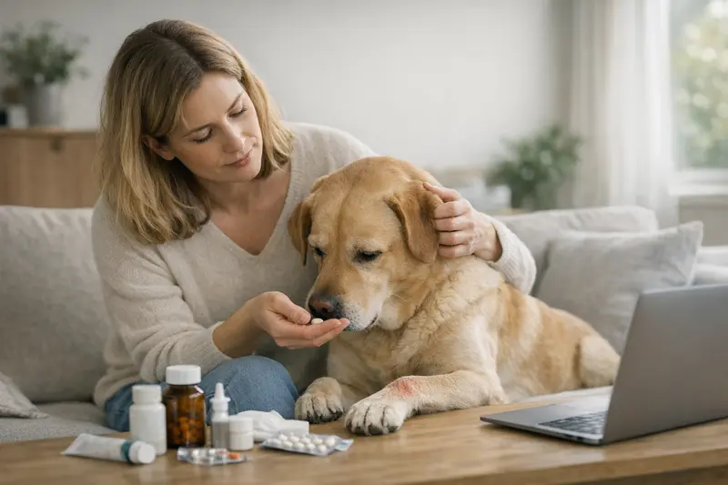 Ein Hund erhält eine Allergiebehandlung beim Tierarzt, eine wichtige Leistung der Hundekrankenversicherung.