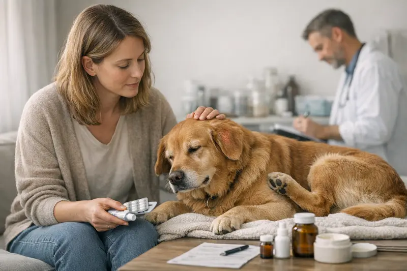 Hund und Tierarzt bei Allergien Eine Hundebesitzerin spricht mit einem Tierarzt über Allergien beim Hund.