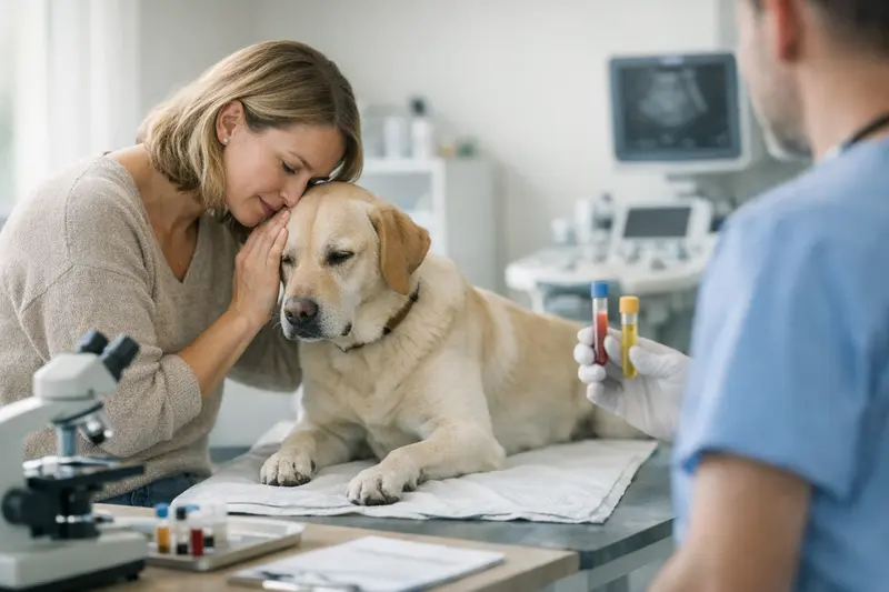 Ein Hund erhält einen Allergietest beim Tierarzt.