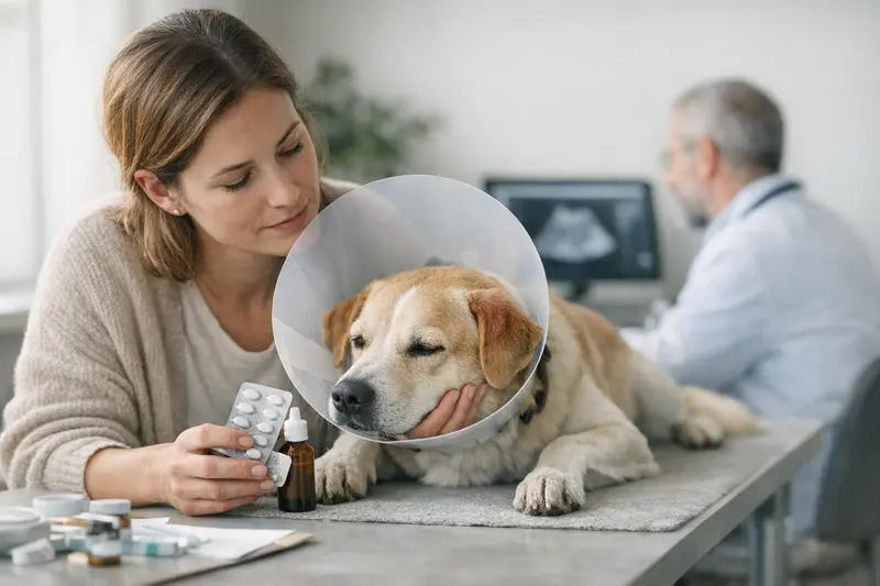 OP-Versicherung und Allergien Hund mit Allergie zeigt Anzeichen von Unwohlsein nach dem Tierarztbesuch