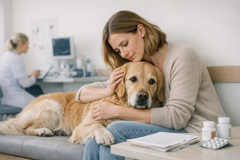 Tierarztbesuch Hund Gesundheit Ein Hund beim Tierarzt, der untersucht wird, um gesundheitliche Fragen zu klären.