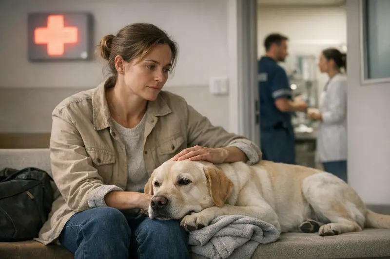 Notdienst Hund Behandlung Tierarzt bei der notfallmedizinischen Behandlung eines Hundes am Wochenende.