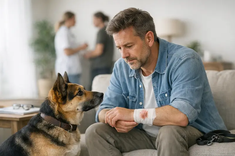 Hundebiss - Haftpflichtversicherung Ein Hund bei einem Vorfall, bei dem ein Mensch verletzt wurde