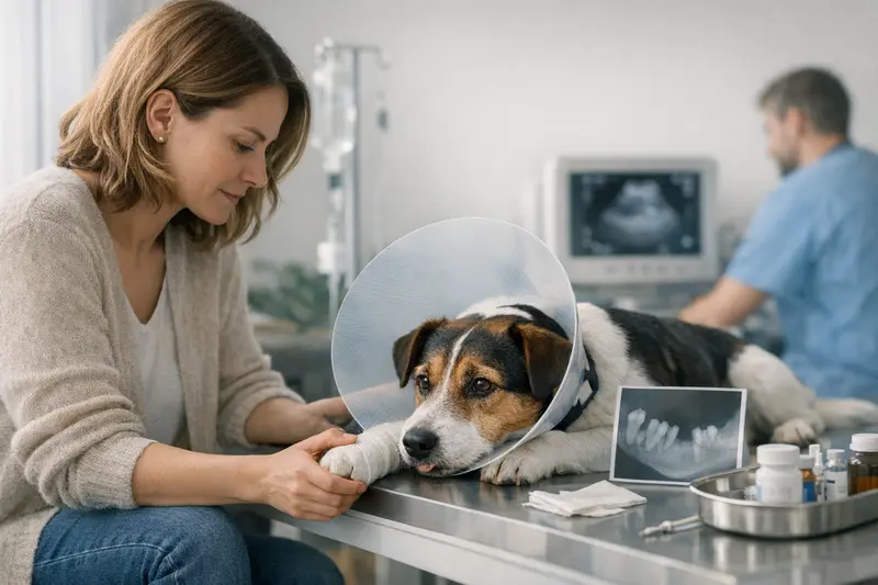 Tierarztkosten bei Box-Problemen bei Hunden Ein Hund liegt in einer Box und zeigt Anzeichen von Unbehagen, was auf mögliche gesundheitliche Probleme hinweist.