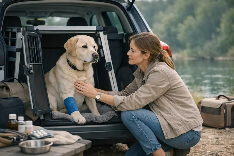 Hund beim Tierarzt Ein Hund, der beim Tierarzt untersucht wird, um die Wichtigkeit einer OP-Versicherung zu verdeutlichen.