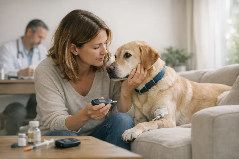 Hund unter tierärztlicher Untersuchung zur Krankenversicherung Ein Hund mit Gesundheitsproblemen wird beim Tierarzt untersucht, was Fragen zur Tierkrankenversicherung aufwirft.