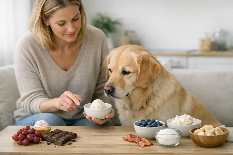 Sicheres Hundeeis für gesunde Hunde Eine Schüssel mit selbstgemachtem Hundeeis, das gesunde Zutaten enthält.