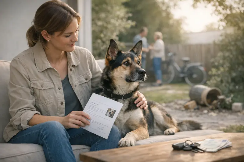 Hundehaftpflicht und Nachweis Ein verantwortungsvoller Hundebesitzer im Park mit seinem Hund, der für Haftpflichtversicherungen sensibilisiert ist.