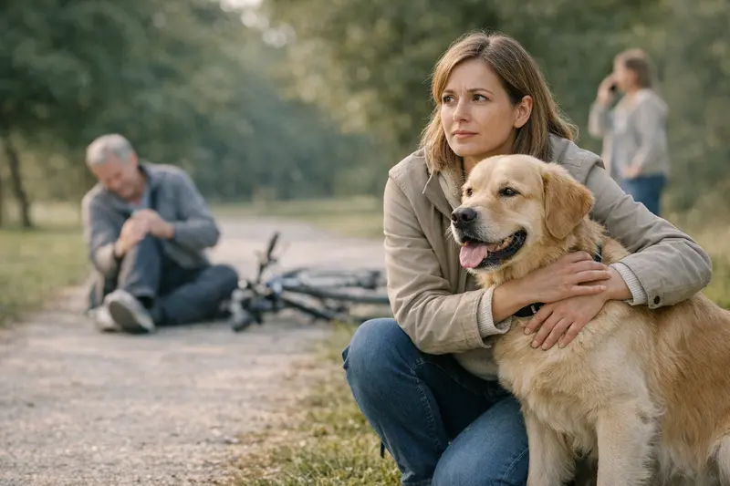 Hundehaftpflichtversicherung im Fokus Ein Hund spielt im Park, während sein Besitzer die Haftpflichtversicherung für Hunde in Betracht zieht.