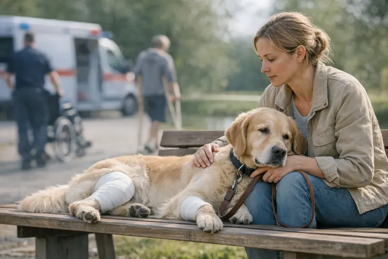 Hundehaftpflicht Deckungssumme Hundehalter, der sorgfältig über die Notwendigkeit einer hohen Deckungssumme in der Hundehaftpflichtversicherung nachdenkt.