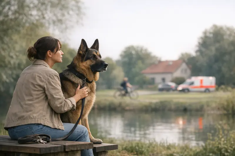 Optimale Deckungssumme bei Hundehaftpflicht Eine Hundebesitzerin diskutiert sicherheitsrelevante Aspekte der Hundehaftpflichtversicherung.