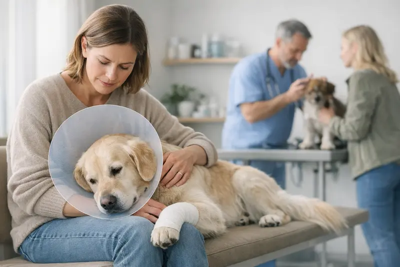 Hund beim Tierarzt Ein Hund beim Tierarzt, der für gesundheitliche Fragen von Tierhaltern wichtig ist.