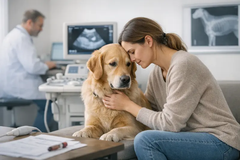 Wichtigkeit der Diagnostik bei Hundekrankenversicherungen Ein Hund beim Tierarzt, der sich einer diagnostischen Untersuchung unterzieht.