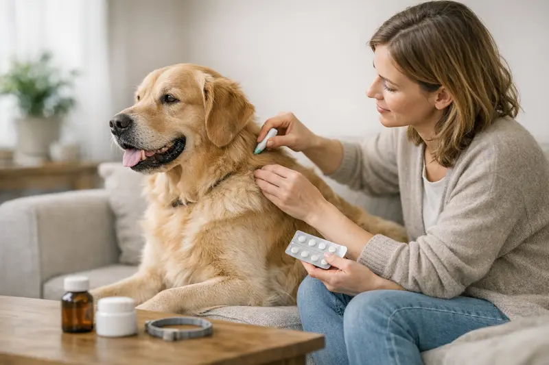 Vorsorgeuntersuchung Hund Ein gesunder Hund beim Tierarzt, der eine Vorsorgeuntersuchung erhält.