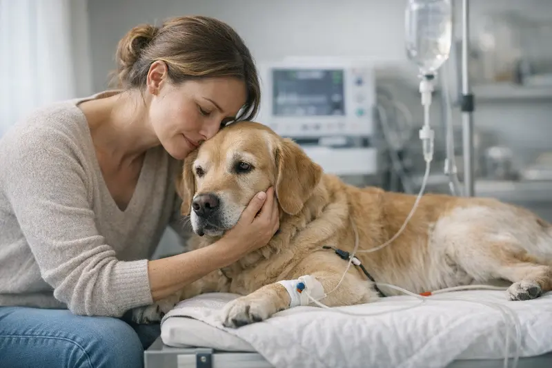 Tierarzt bei der Behandlung eines Hundes in einer Notfallklinik.
