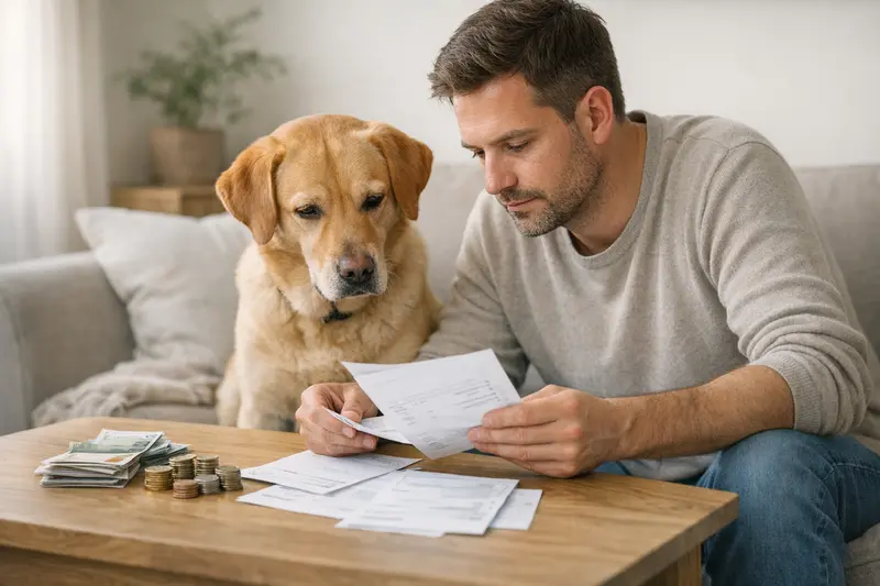 Hund beim Tierarzt mit Fokus auf Selbstbeteiligung Ein Hund, der in einer Tierarztpraxis untersucht wird, als Symbol für eine Hundekrankenversicherung und die Auswirkungen von Selbstbeteiligungen.