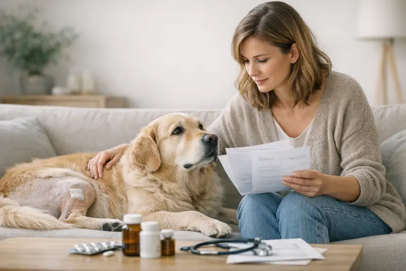 Tarifvergleich Hundekrankenversicherung Hund mit Tierarzt während der Tarifberatung für eine Hundekrankenversicherung.