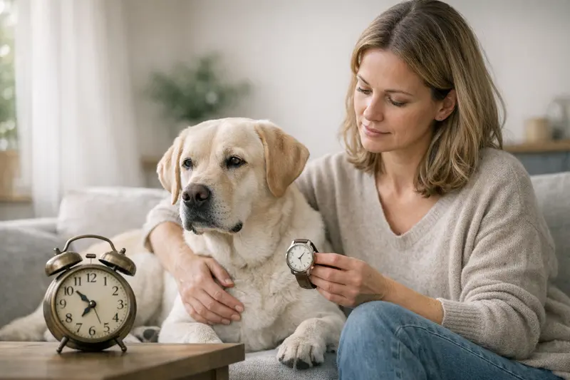 Wartezeiten bei Hundekrankenversicherungen Ein Hund, der beim Tierarzt untersucht wird und eine Behandlung braucht, während die Wartezeiten für Versicherungsleistungen erklärt werden.