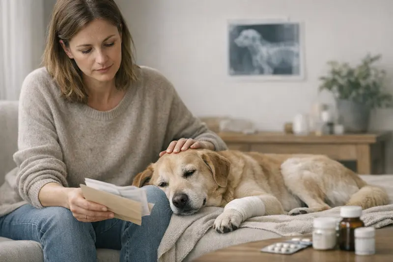 Hund beim Tierarzt zur Untersuchung von Vorerkrankungen Ein Hund beim Tierarzt, der auf mögliche Vorerkrankungen untersucht wird.