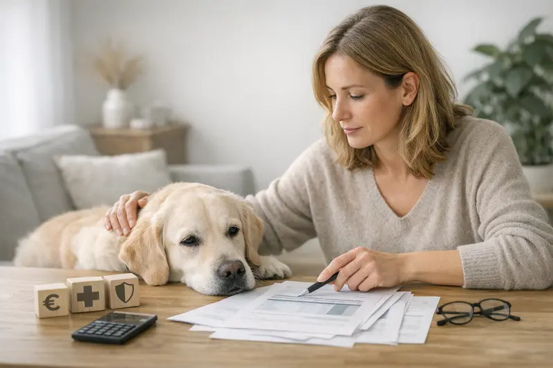 Hundehalter vergleicht verschiedene Tarife für eine Hundekrankenversicherung.