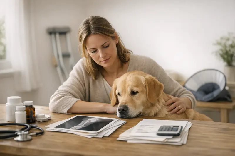Tierarztbesuch Hund Ein Hund, der von einem Tierarzt untersucht wird, symbolisiert die Leistungen der Hundekrankenversicherung.