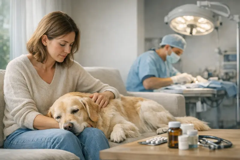 Ein gesunder Hund beim Tierarzt, der verschiedene Behandlungsoptionen für Hundekrankenversicherung und OP-Versicherung veranschaulicht.