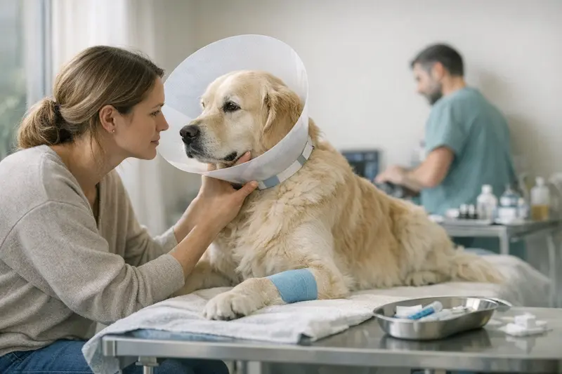Hund während einer tierärztlichen Untersuchung vor einer Operation