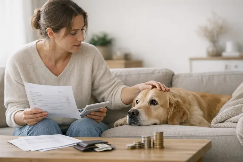 Selbstbeteiligung in der Hundekrankenversicherung Ein Hundebesitzer berät sich mit einem Tierarzt über die Selbstbeteiligung in der Hundekrankenversicherung.