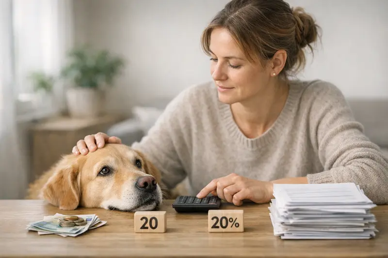 Selbstbeteiligung Hundekrankenversicherung Grafik zur Bedeutung der Selbstbeteiligung bei Hundekrankenversicherungen und deren Einfluss auf die Kosten.