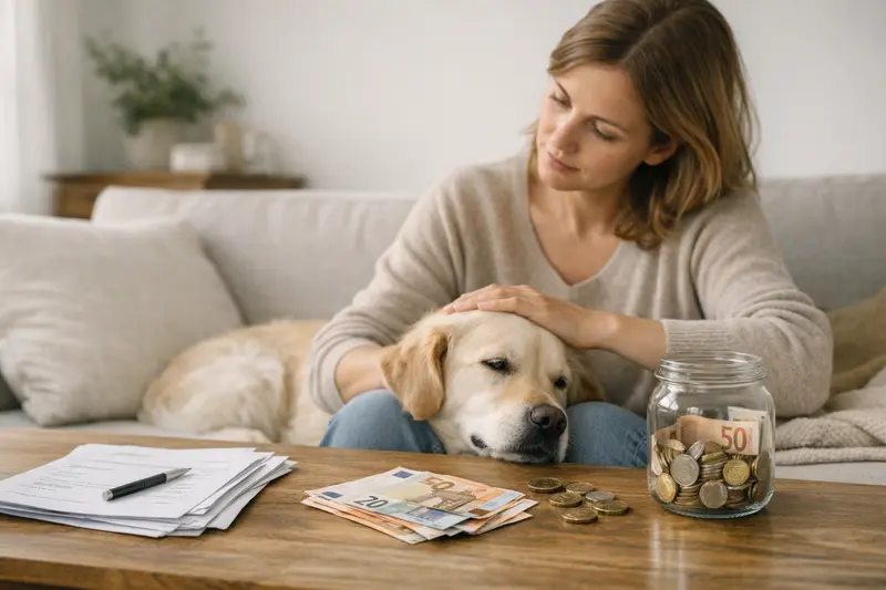 Wichtigkeit der Selbstbeteiligung bei der Hundekrankenversicherung Ein Hund wird von einem Tierarzt untersucht, während der Halter über die Selbstbeteiligung der Hundekrankenversicherung nachdenkt.