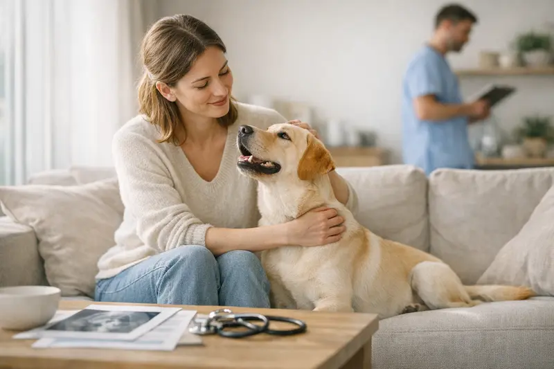 Vorteile der Hundekrankenversicherung Junge Hunde liegen entspannt auf dem Rasen, während die Tierhalter über die Vorzüge einer Hundekrankenversicherung nachdenken.