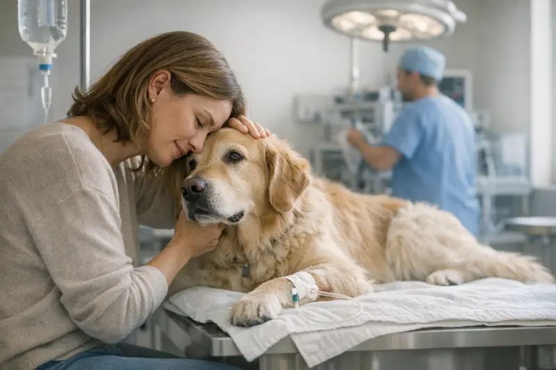 Ein Hund bei einer stationären Behandlung in einer Tierklinik.