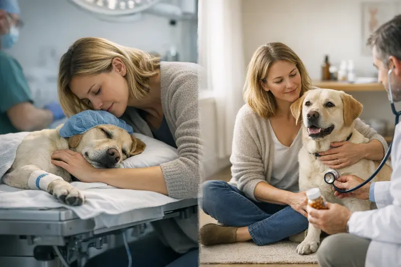 Hunde mit Hundekrankenversicherung und OP-Versicherung im Vergleich.