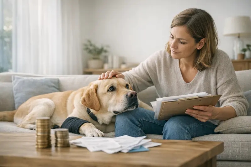 Rolle der Jahreslimits in der Hundekrankenversicherung Hund beim Tierarzt, der eine Untersuchung erhält, um die Bedeutung von Jahreslimits in der Krankenversicherung zu verdeutlichen.