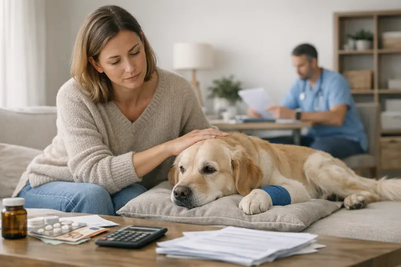 Jahreslimits bei der Hundekrankenversicherung Hund mit Tierarzt während einer Untersuchung, um die Bedeutung von Jahreslimits in der Hundekrankenversicherung zu verdeutlichen.