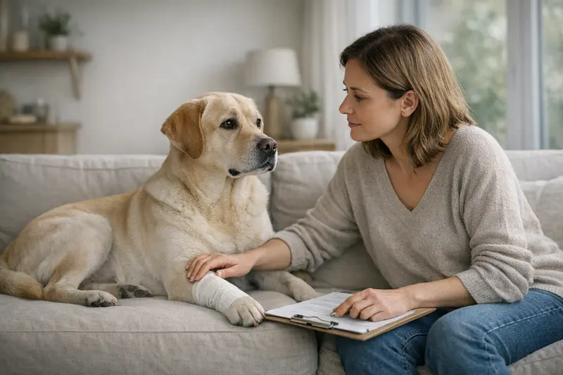 Hund bei Tierarztuntersuchung Ein Hund beim Tierarzt zur Untersuchung vor dem Abschluss einer Krankenversicherung.